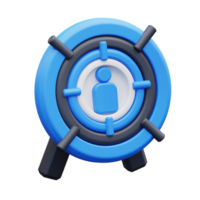 3d illustration blue target with a person in the middle png