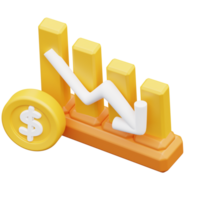 3d illustration money down graph png