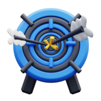 3d illustration blue target with an arrow in the center png