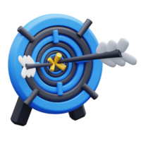 3d ilustración azul objetivo con un flecha en el centrar png