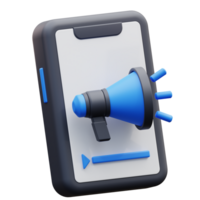 3d ilustração desenho animado imagem do uma telefone com uma azul megafone em isto png