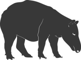 AI generated Silhouette tapir animal black color only vector