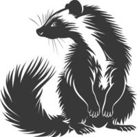 AI generated Silhouette skunk animal black color only vector