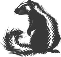 AI generated Silhouette skunk animal black color only vector