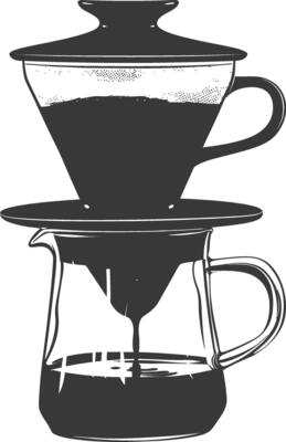 AI generated silhouette Vietnam drip coffee ready to drink black color only