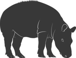 AI generated Silhouette tapir animal black color only vector