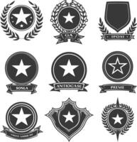 AI generated Silhouette Vintage retro vector badges and labels black color only