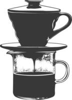 AI generated silhouette Vietnam drip coffee ready to drink black color only vector