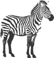 AI generated Silhouette zebra animal black color only vector