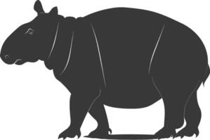 AI generated Silhouette tapir animal black color only vector