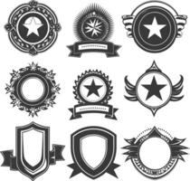 AI generated Silhouette Vintage retro vector badges and labels black color only