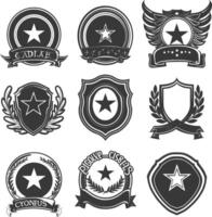 AI generated Silhouette Vintage retro vector badges and labels black color only