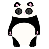 schattig panda kat of zwart en wit kat mascotte karakter kawaii tekenfilm illustratie schattig kat kat sticker schattig element png