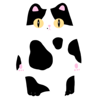 fofa vaca gato ou Preto e branco gato mascote personagem kawaii desenho animado ilustração fofa gato gato adesivo fofa elemento png