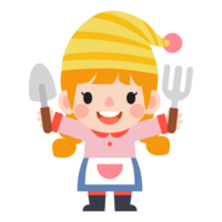 Garden Gnome and Woman cartoon, Gardening and Spring, Garden tools and decor collection png