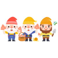 Garden Gnome and Woman cartoon, Gardening and Spring, Garden tools and decor collection png