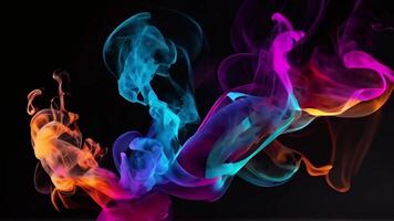 AI generated Multicolor smoke on black background. video