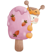 Ice cream and animals watercolor png