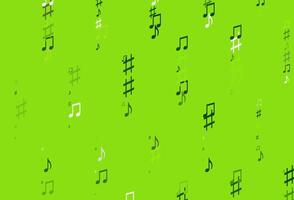 textura de vector verde claro con notas musicales.