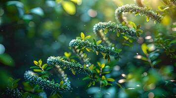 ai generado resumen verde eco natural tecnología adn con lluvia gotas y plantas. macro. futurista antecedentes con brillante partículas video