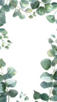 ai généré à base de plantes Cadre mariage minimaliste frontière dans aquarelle style png