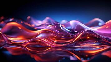 AI generated Abstract glowing waves from magical blue purple multicolored energy fluid background video