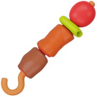 BBQ kebab 3d icon render png