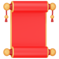 Scroll paper for the Chinese new year 3D icon render png