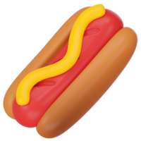 hot dog with mustard 3d icon render png