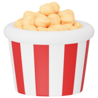 Representación 3d de una linda ilustración de icono de palomitas de maíz de comida rápida png