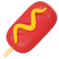 rouge chaud chien brochettes 3d icône le rendu png