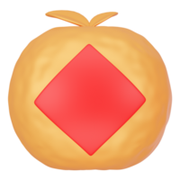 dorado mandarín naranja con rojo etiqueta 3d icono hacer png