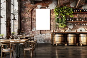 AI generated Vertical frame mockup in wine restaurant png