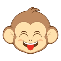 singe espiègle visage dessin animé mignonne png