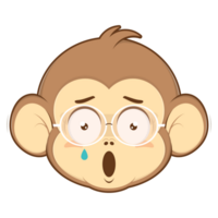 macaco chorando face desenho animado fofa png