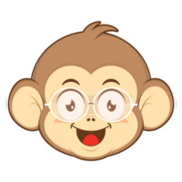 singe espiègle visage dessin animé mignonne png