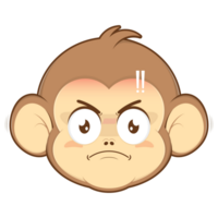 macaco Bravo face desenho animado fofa png