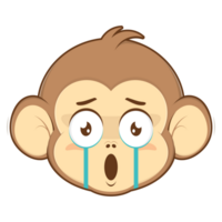 macaco chorando face desenho animado fofa png