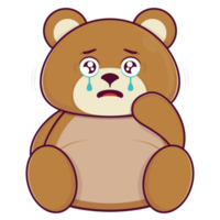 Urso chorando face desenho animado fofa png