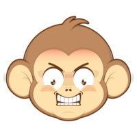 macaco Bravo face desenho animado fofa png