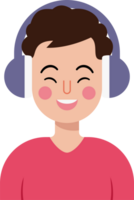 uma jovem homem vestindo fones de ouvido e sorridente png