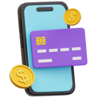 mobile bancario 3d icona illustrazione png