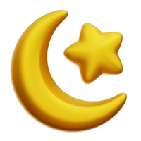 croissant lune 3d icône illustration png