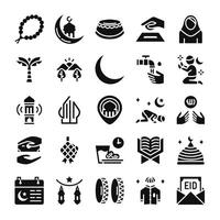 Ramadan icons bundle. Glyph icon style. vector