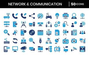 Network And Communication Flat Icons Set vector