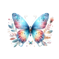 AI generated Colorful Watercolor butterfly PNG isolated on transparent background