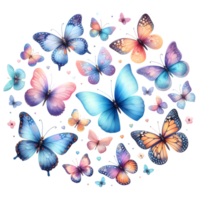 ai generiert bunt Aquarell Schmetterling png isoliert auf transparent Hintergrund