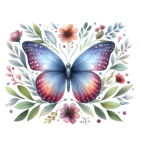 AI generated Colorful Watercolor butterfly PNG isolated on transparent background