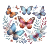 ai generiert bunt Aquarell Schmetterling png isoliert auf transparent Hintergrund