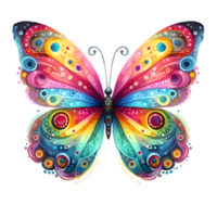 AI generated Colorful Watercolor butterfly PNG isolated on transparent background